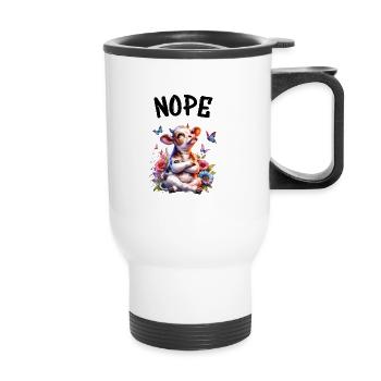 Cow Saying Nope for Boys and Girls - Thermal mug with handle - white - Front