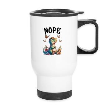 Dinosaur Saying Nope for Boys and Girls - Thermal mug with handle - white - Front