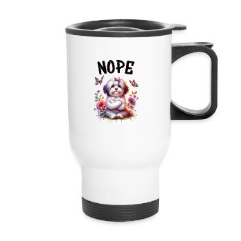 Drôle de dicton havanais non pour les amoureux des chiens - Tasse isotherme avec poignée - blanc - Devant