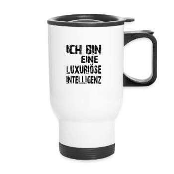 KI Spruch Ich bin eine luxuriöse Intelligenz - Thermobecher mit Tragegriff - Weiß - Vorne