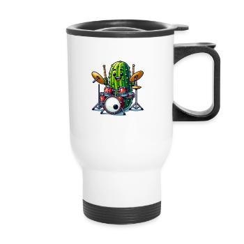 Drôle de concombre batteur Player Art - Tasse isotherme avec poignée - blanc - Devant