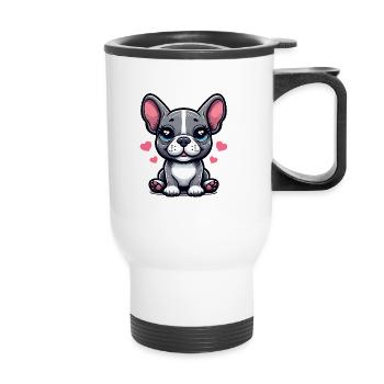 Designs pour enfants – Happy Frenchies - Tasse isotherme avec poignée - blanc - Devant
