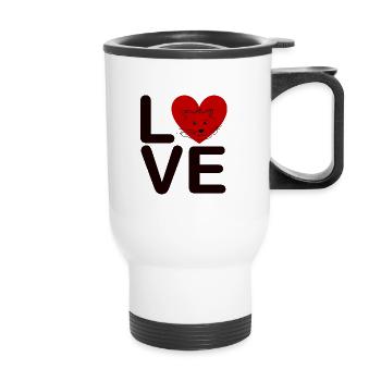Hamster Love - Heart - Hamster Holder - Thermal mug with handle - white - Front