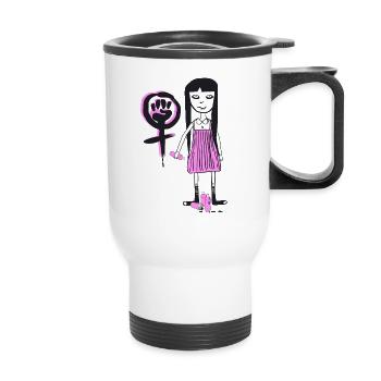 Molly - Girl Power, feministisches Graffiti - Thermobecher mit Tragegriff - Weiß - Vorne