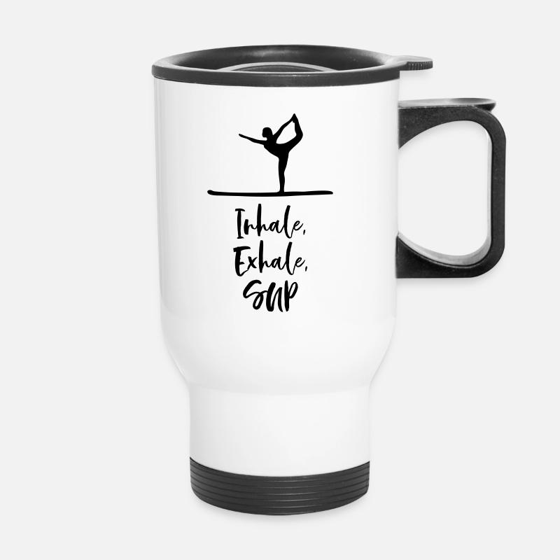 yoga sup inhale exhale gift - Thermal mug with handle - white