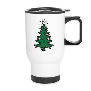 Weihnachtsbaum / xmas tree (3c) - Thermal mug with handle - white - Front