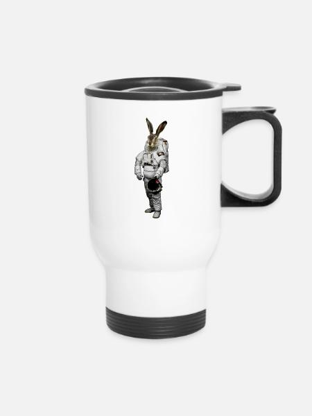 Hase Astronaut - Thermobecher mit Tragegriff - Weiß