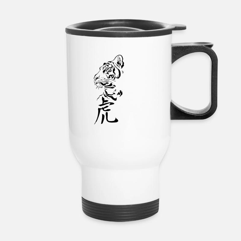 Tiger Kanji - Thermobecher mit Tragegriff - Weiß
