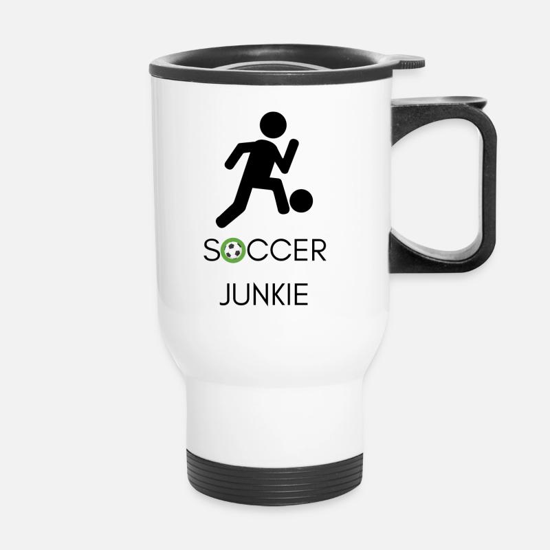 soccer junkie - Thermobecher mit Tragegriff - Weiß