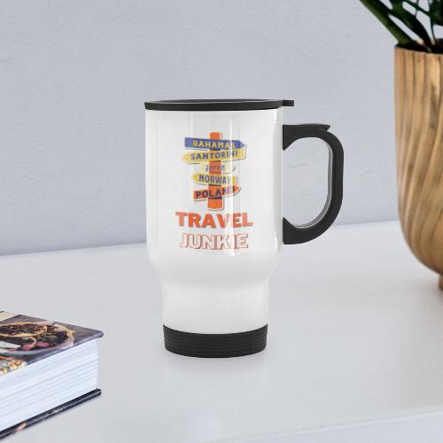traveljunkie - i like to travel - Thermobecher mit Tragegriff