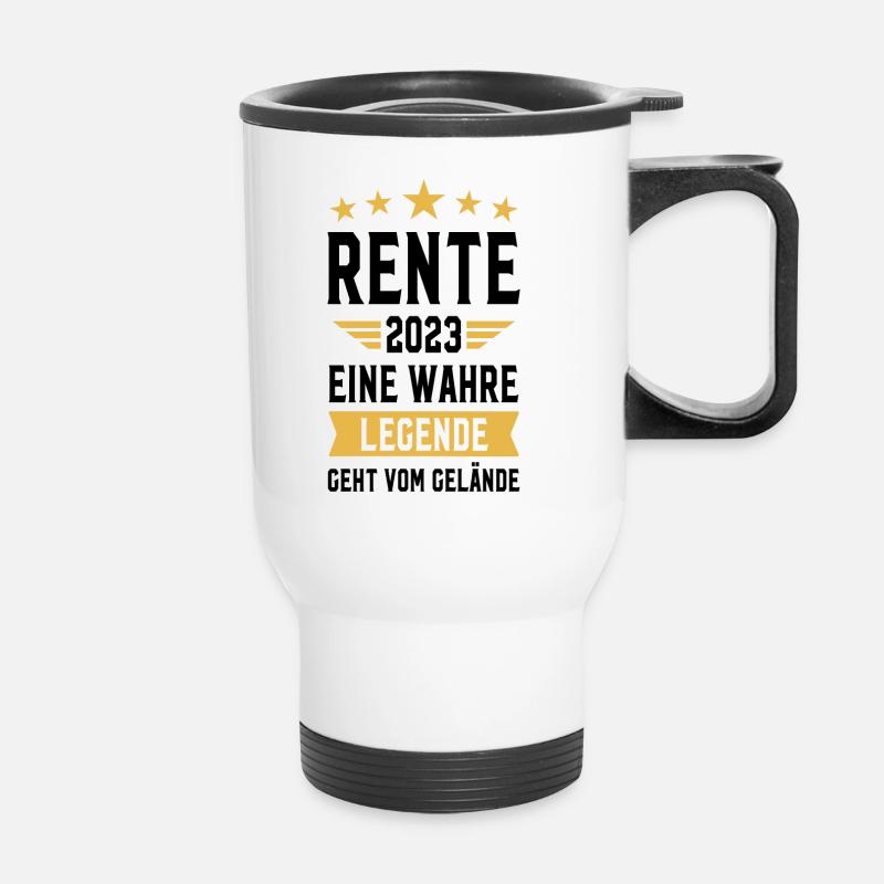 Rente 2023 | Rentnergeschenk - Thermobecher mit Tragegriff - Weiß