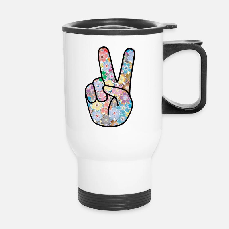 Doigt de la paix - Tasse isotherme avec poignée - blanc