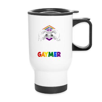 No need to pause - I'm a proud gaymer LGBTQ+ - Thermobecher mit Tragegriff - Weiß - Vorne