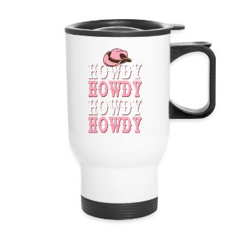 Pink Texas Howdy Print Western Country Rodeo - Thermobecher mit Tragegriff - Weiß - Vorne