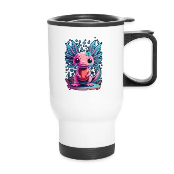 Axolotl Pink und Blau - Thermobecher mit Tragegriff - Weiß - Vorne