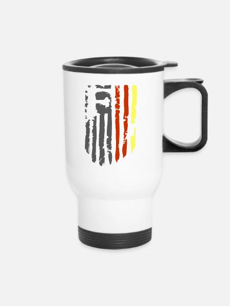 Feuerwehr Deutschland Flagge - Thermobecher mit Tragegriff - Weiß