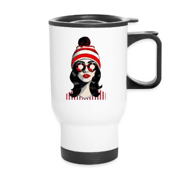 Design pop art rétro élégant avec une ambiance cool - Tasse isotherme avec poignée - blanc - Devant