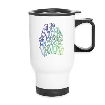 Musik in deiner Seele - Aquarell-Phrase - Thermobecher mit Tragegriff - Weiß - Vorne