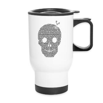 Skull - Black Outline - Thermal mug with handle - white - Front