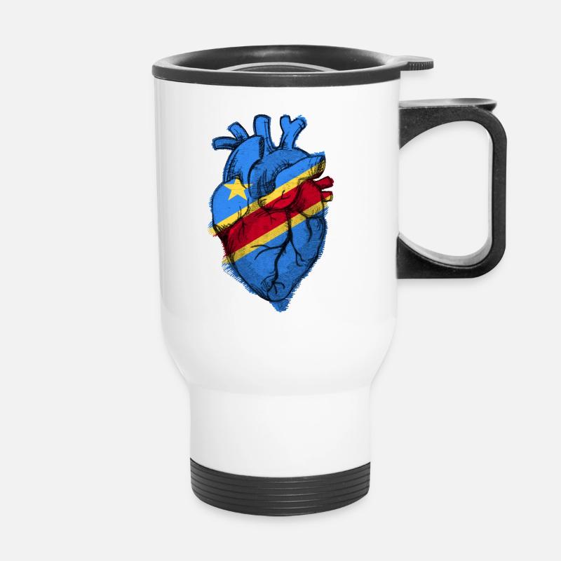 Drapeau du Cœur du Congo Libre - Montrer l’amour pour le Congo - Tasse isotherme avec poignée - blanc