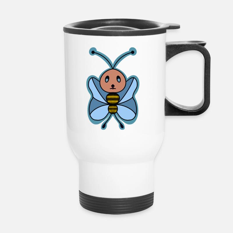 Butterfly - Thermal mug with handle - white