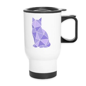 Chat Géométrique Lavande - Tasse isotherme avec poignée - blanc - Devant