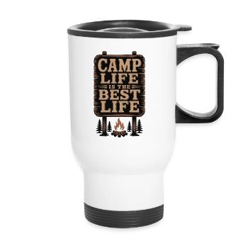 Das Camp-Leben ist das beste Leben - Thermobecher mit Tragegriff - Weiß - Vorne