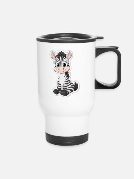 Zebra - Thermobecher mit Tragegriff - Weiß