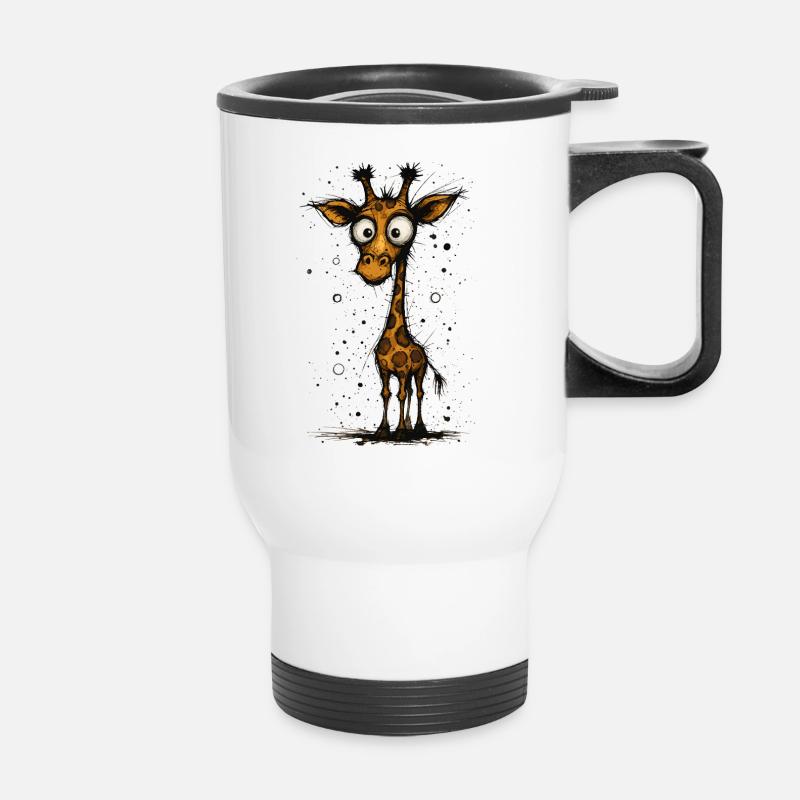 Funny giraffe with big eyes – comic splash - Thermal mug with handle - white