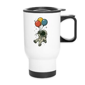 Astronaute avec des ballons - Tasse isotherme avec poignée - blanc - Devant