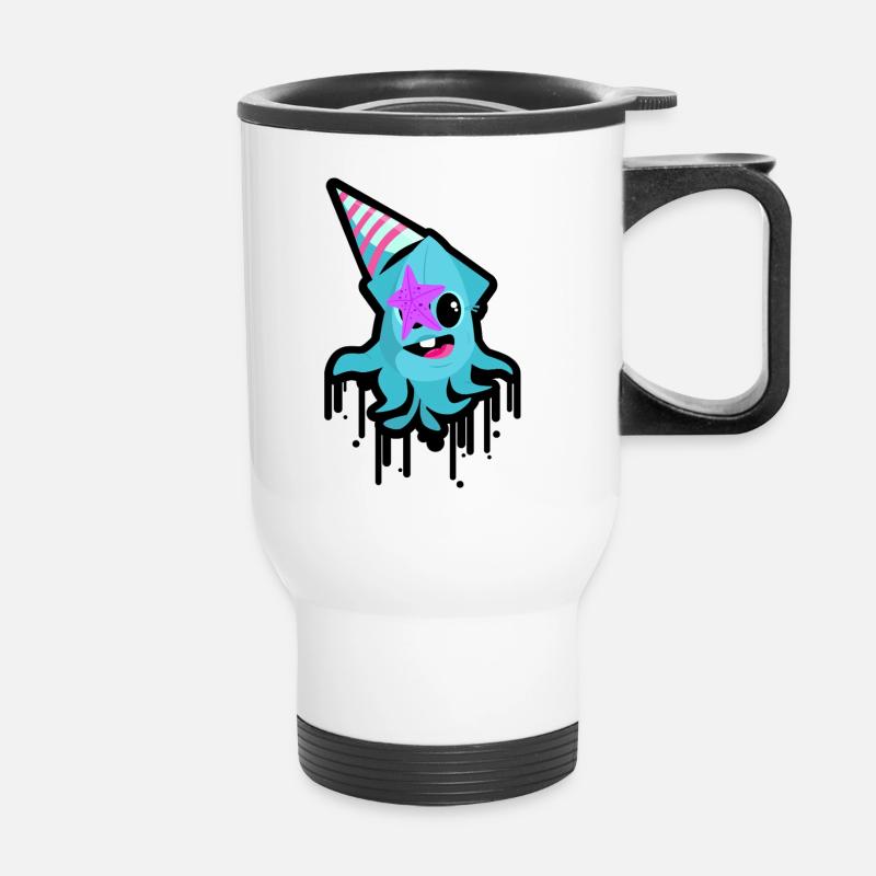 Wilder Oktopus - Thermobecher mit Tragegriff - Weiß