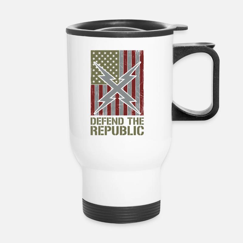 Defend The Republic USA Flag - Thermal mug with handle - white