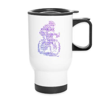 Funny road bike motif - Thermal mug with handle - white - Front
