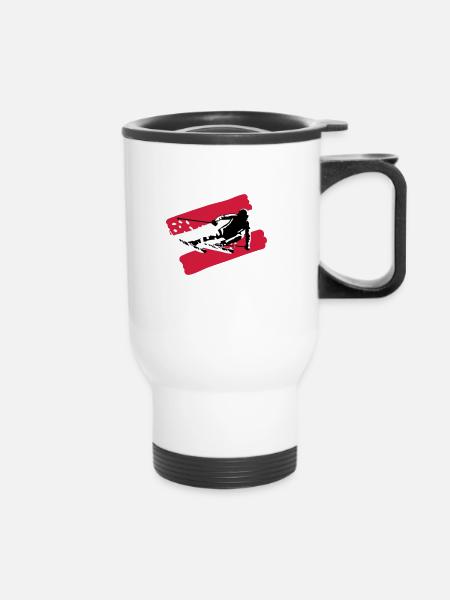 Ski Autriche, ski - Tasse isotherme avec poignée - blanc