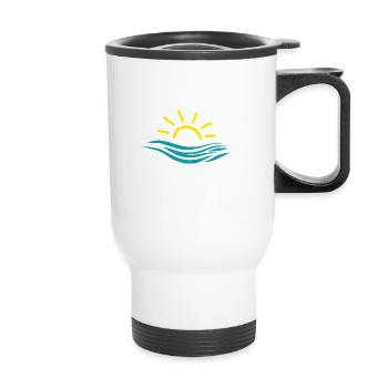 Soleil et mer, eau, vagues - Tasse isotherme avec poignée - blanc - Devant