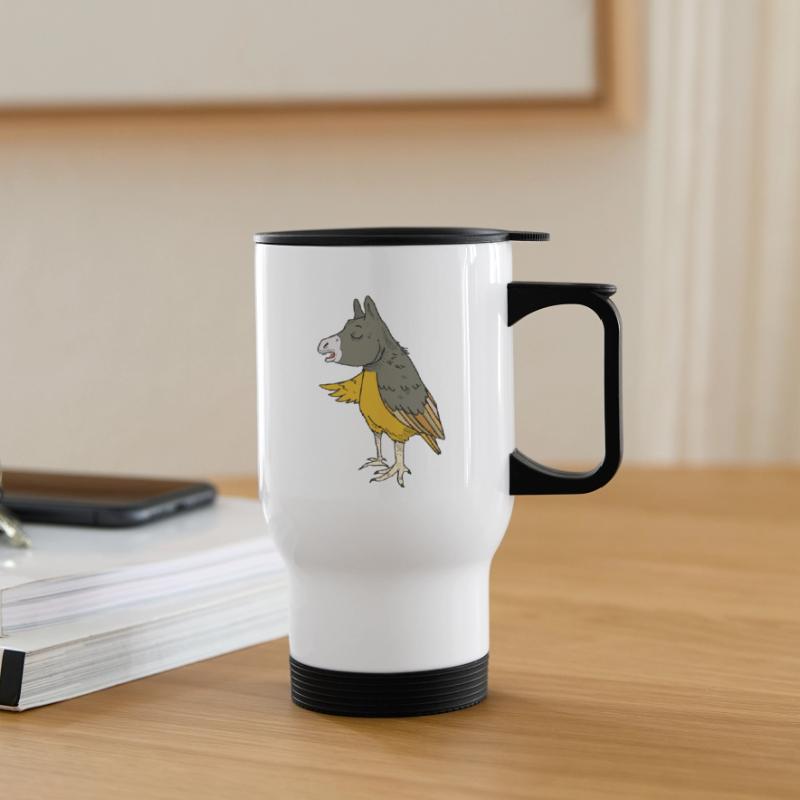 Esel oder Adler oder Vogel Eselvogel Thermobecher mit Tragegriff