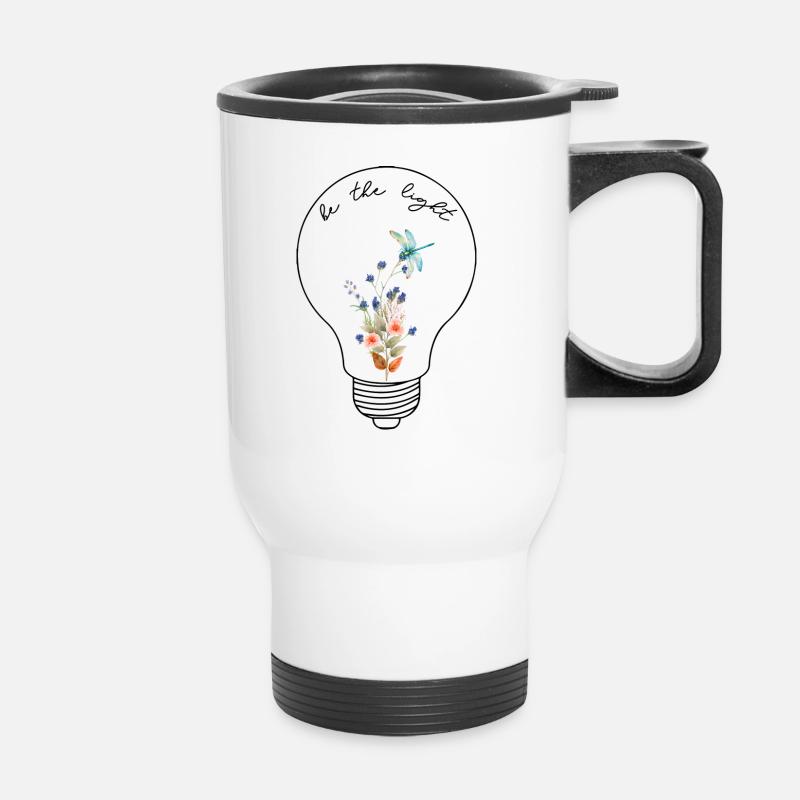 Be the Light A Lightbulb Lamp with Flowers - Thermal mug with handle - white