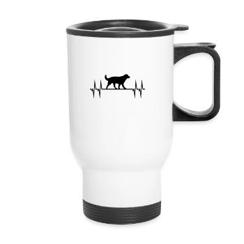 Chien et rythme cardiaque - Tasse isotherme avec poignée - blanc - Devant