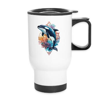 Faszination Orca: Die majestätischen Jäger - Thermobecher mit Tragegriff - Weiß - Vorne