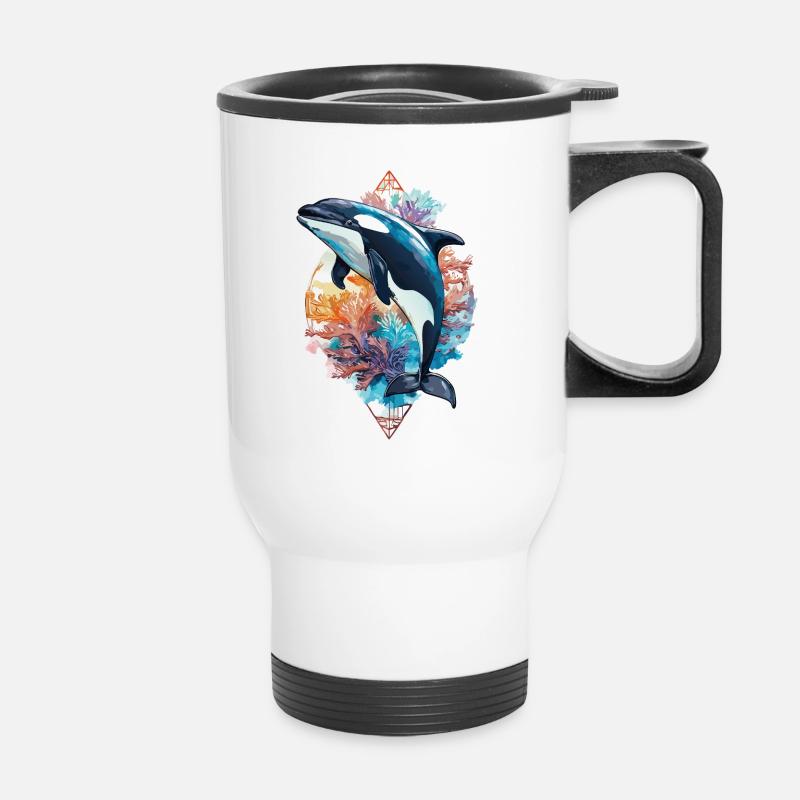 Faszination Orca: Die majestätischen Jäger - Thermobecher mit Tragegriff - Weiß