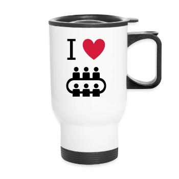 ★ Couleurs de conception modifiables ★ J'aime les réunions - Tasse isotherme avec poignée - blanc - Devant