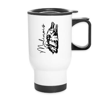 MALINOIS Hundesport Hunde Hund Mali IGP Wilsigns - Thermobecher mit Tragegriff - Weiß - Vorne