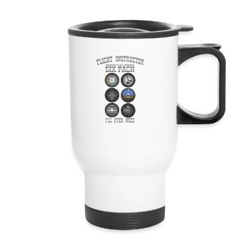 FLIGHT INSTRUCTOR SIXPACK Geschenk Für Fluglehrer - Thermobecher mit Tragegriff - Weiß - Vorne