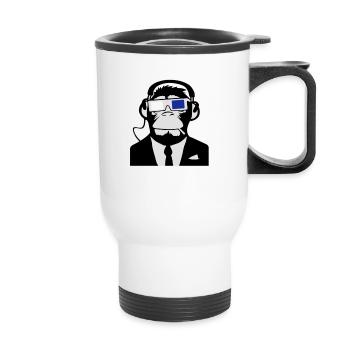 3D Ape Monkey Electroclub Casque motif - Tasse isotherme avec poignée - blanc - Devant