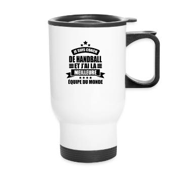 je suis coach de handball j'ai la meilleure équipe - Tasse isotherme avec poignée - blanc - Devant