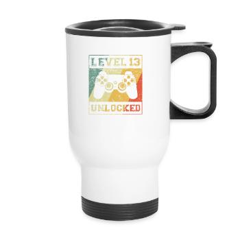 Level 13 Unlocked 13th Birthday - Thermal mug with handle - white - Front