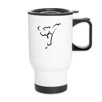 Kick arts martiaux Taekwondo Karaté - Tasse isotherme avec poignée - blanc - Devant