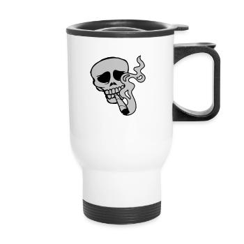 Squelette du crâne fumant de l’herbe - Tasse isotherme avec poignée - blanc - Devant