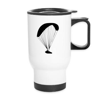 Gleitschirm, Paragliding - Thermobecher mit Tragegriff - Weiß - Vorne