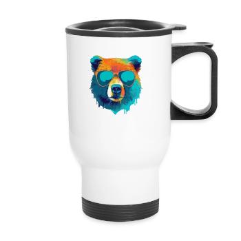 Bill the bespectacled bear - Thermal mug with handle - white - Front